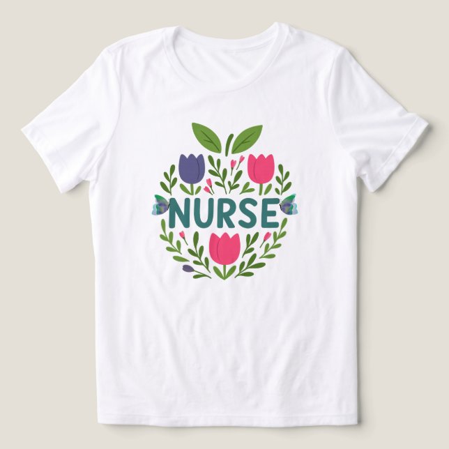 Camiseta Triblenda Nurse Floral Tulip Design (Diseño delantero )