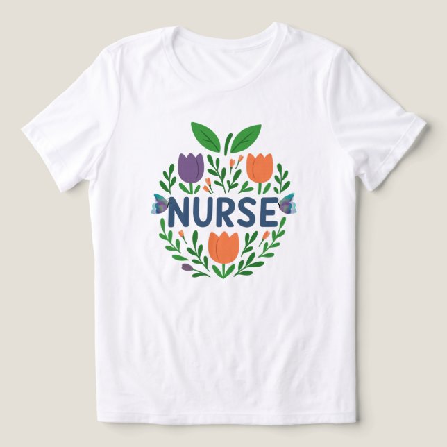 Camiseta Triblenda Nurse Floral Tulip Design (Diseño delantero )