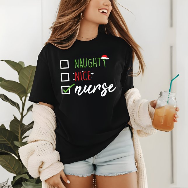 Camiseta Triblenda Nurse Naughty Navidades divertidos Santa List (Subido por el creador)