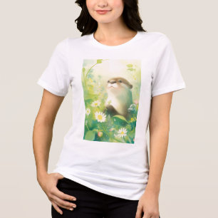 Camiseta Triblenda Nutria en la pradera en flor