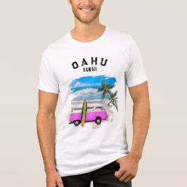 Camiseta Triblenda Oahu Hawái Tabla de Surf de Olas de Furgoneta Vint