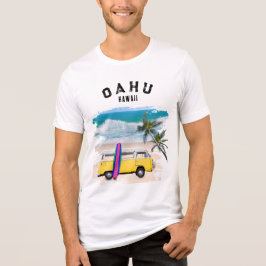 Camiseta Triblenda Oahu Hawaii Amarillo Furgoneta Vintage Tabla de Su