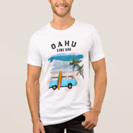 Camiseta Triblenda Oahu Kamaʻaina Azul Vintage Furgoneta Ola de Surf