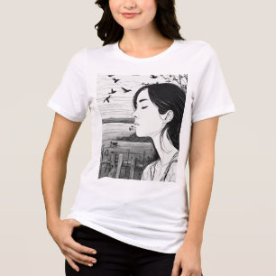 Camiseta Triblenda "Observador de aves en el pensamiento: serenidad d