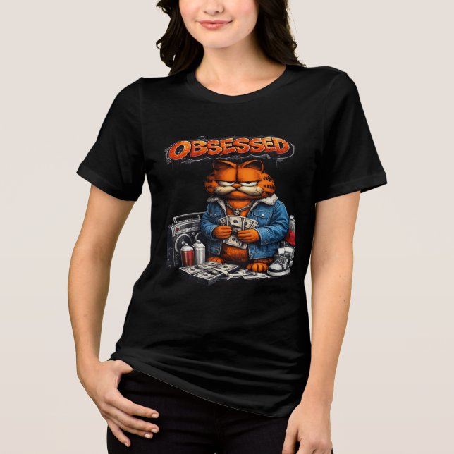 Camiseta Triblenda Obsessed Cat Street Style Graphic T-Shirt  (Anverso)