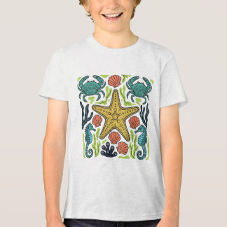 Camiseta Triblenda Ocean Life Symphony – Starfish, Seahorses & Crabs