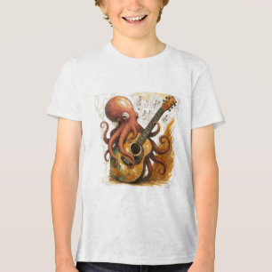 Camiseta Triblenda Octopus Jugando A La Guitarra Vintage Music Art