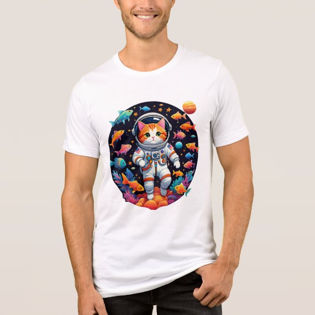 Camiseta Triblenda Odisea de gato espacial - Explorador cósmico (Anverso)