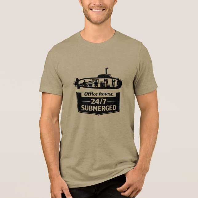 Camiseta Triblenda Office Hours 24/7 Submerged Submarine Humor (Anverso)