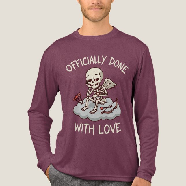 Camiseta Triblenda Officially Done With Love Skeleton Cupid Design (Anverso)