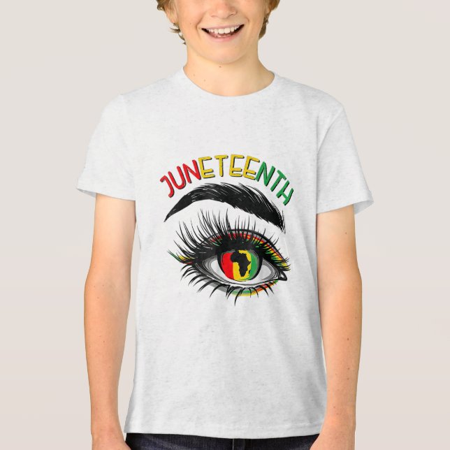 Camiseta Triblenda Ojos brillantes Junetdecis Ojo Mujeres Afroamerica (Anverso)