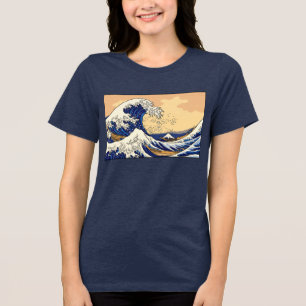 Camiseta Triblenda Ola de Montaña con Estilo de Cómic de Arte Pop