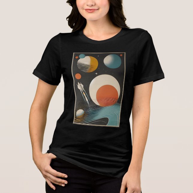 Camiseta Triblenda Olas de galaxia de arte de la era del espacio de m (Anverso)