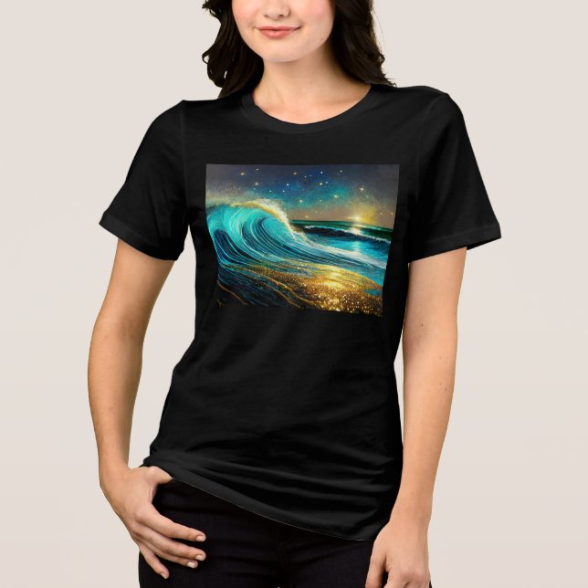 Camiseta Triblenda Olas oceánicas divergentes y relucientes (Anverso)