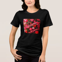 Camiseta Triblenda Old-Fashioned Retro Valentine Tree on Cozy Black 