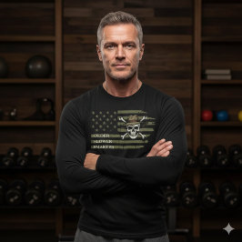 Camiseta Triblenda Older Slower Smarter Skull US Flag Long Sleeve Tee