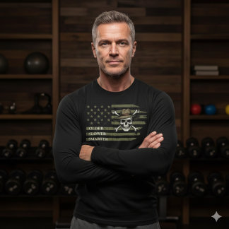 Camiseta Triblenda Older Slower Smarter Skull US Flag Long Sleeve Tee