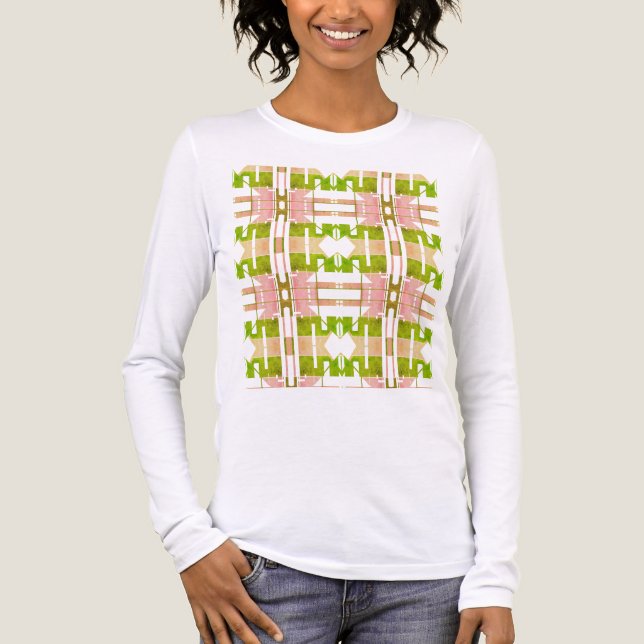 Camiseta Triblenda Oleícola Rosa Beige Geométrico Arte Tribal Pequeño (Anverso)