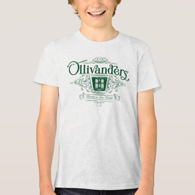 Camiseta Triblenda OLIVANDERS™ Fabricantes de Varitas Finas (Anverso)