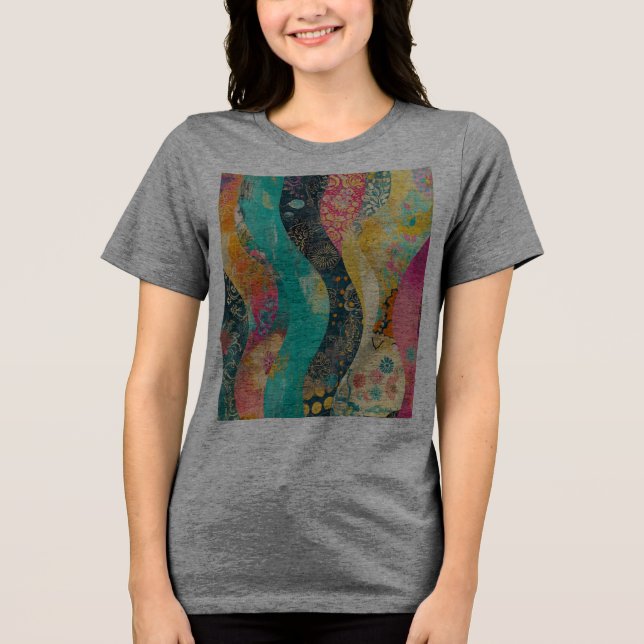 Camiseta Triblenda Onda de flores multicolores (Anverso)