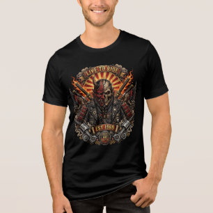 Camiseta Triblenda Oni Biker Samurai , Vive para Montar Samurai Oni