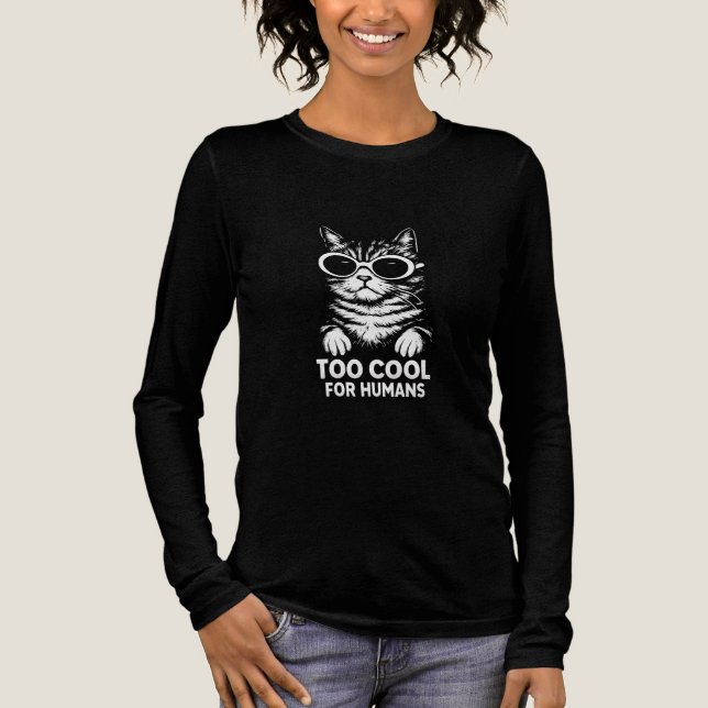 Camiseta Triblenda oo Cool for Humans – Minimalist Black Cat Graphic  (Anverso)