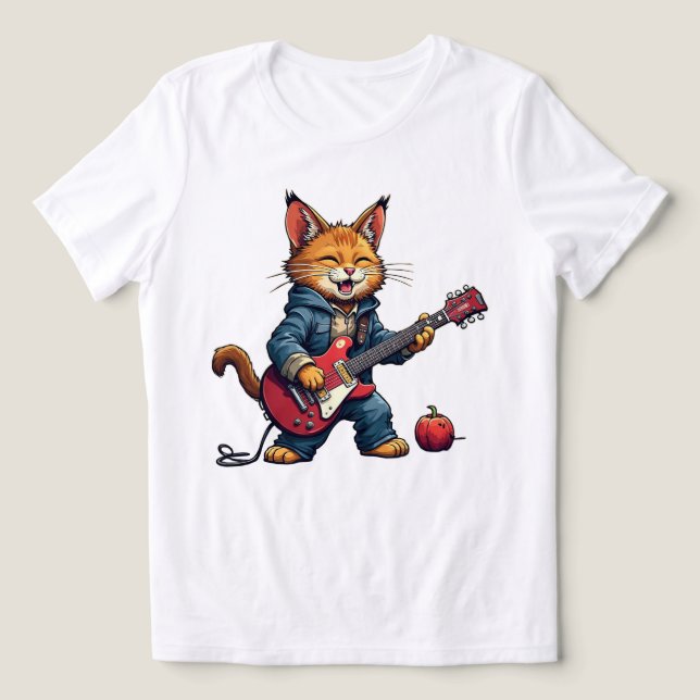 Camiseta Triblenda Orange Cat Guitar Player (Diseño delantero )
