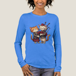 Camiseta Triblenda Orange Cats Playing Bagpipes and Wearing Plaid