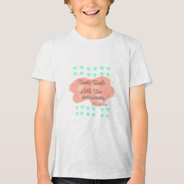 Camiseta Triblenda Orange clouds twinkle twinkle little stars green  (Anverso)