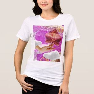 Camiseta Triblenda Orgullo lésbico Orquídea rosa estética sáfica WLW