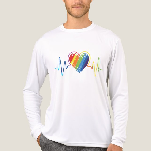 Camiseta Triblenda Orgullo LGBT Gay Lesbiana moderna latido arcoiris (Anverso )
