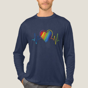 Camiseta Triblenda Orgullo LGBT Gay Lesbiana moderna latido arcoiris