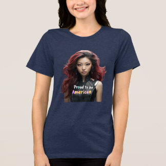 Camiseta Triblenda Orgullosa de ser norteamericana - Vibrante mujer r