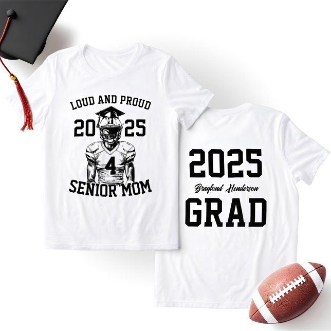 Camiseta Triblenda Orgullosa madre del fútbol | Apoyo a los años ante (Loud and Proud Senior Mom Football Shirt | Custom T-Shirt for Game Day Support)