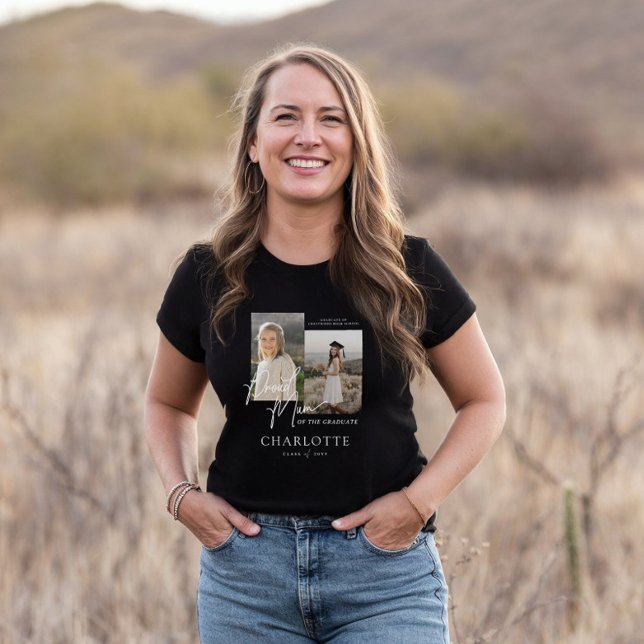 Camiseta Triblenda Orgullosa Mamá del guión de graduación Photo Keeps (Proud Mum of the Graduate Script Photo Keepsake Tri-Blend Shirt)