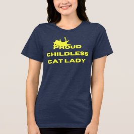 Camiseta Triblenda Orgullosa Señora del Gato Sin Niños
