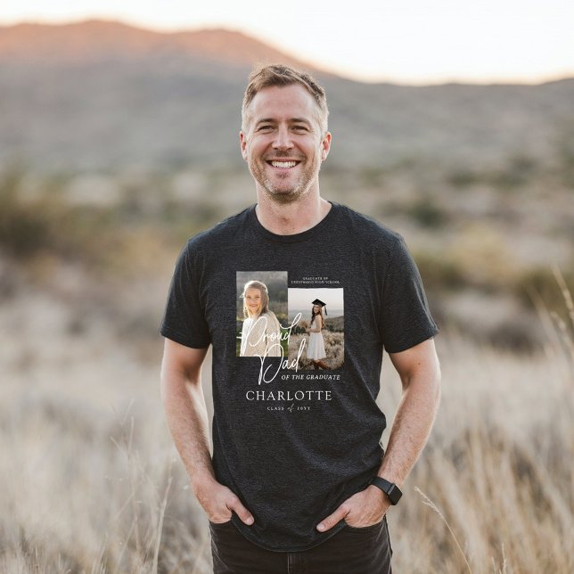 Camiseta Triblenda Orgulloso padre del guión de graduación Foto Keeps (Proud Dad of the Graduate Script Photo Keepsake Tri-Blend Shirt)