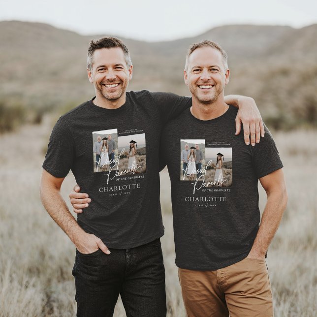 Camiseta Triblenda Orgullosos padres de un guion graduado de foto Kee (Proud Parents of a Graduate Script Photo Keepsake Tri-Blend Shirt)