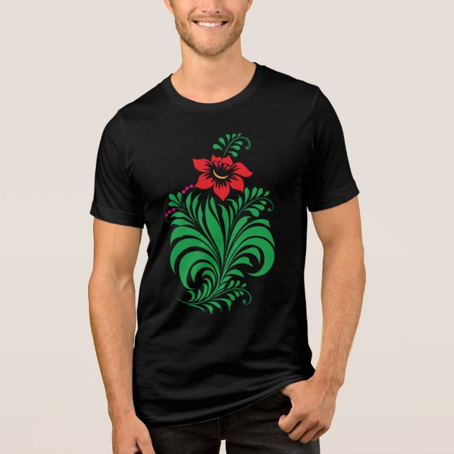 Camiseta Triblenda Ornamental Floral Flower Design – Elegant (Anverso)