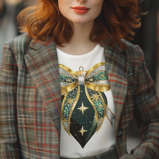 Camiseta Triblenda Ornamento verde de oro y plata y reverso