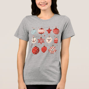 Camiseta Triblenda Ornamentos de Navidad Adorables - Fiestas festivas