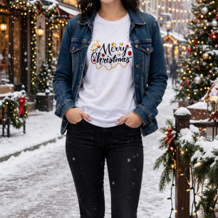 Camiseta Triblenda Oro Rojo Feliz Navidad   