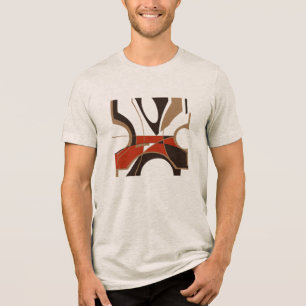 Camiseta Triblenda Oscuro Red Tan Negro MCM Aspecto Arte Resumen Geom