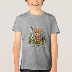 Camiseta Triblenda Osito de dibujos animados asando malvavisco en un 