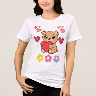 Camiseta Triblenda Osito de peluche adorable para San Valentín