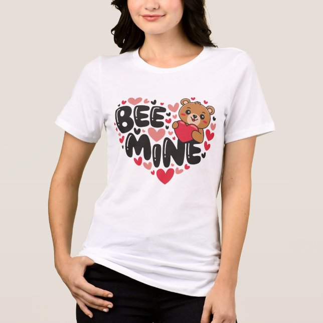 Camiseta Triblenda Osito Mío Abeja Linda Día de San Valentín (Anverso)