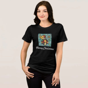 Camiseta Triblenda Oso de Navidad de Patchwork Caprichoso
