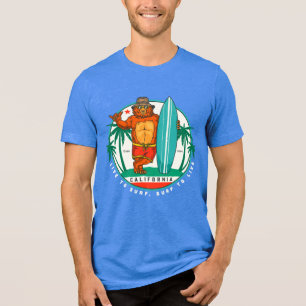 Camiseta Triblenda Oso divertido de California surfeando Estd 1850