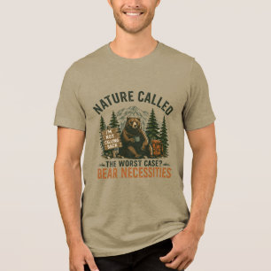 Camiseta Triblenda Oso Divertido Señal de Camping Naturaleza Llamada
