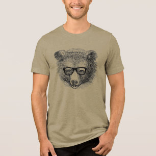 Camiseta Triblenda Oso hipster con gafas
